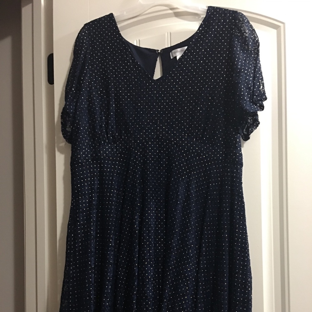 Navy blue dress with gold studs. Never worn.